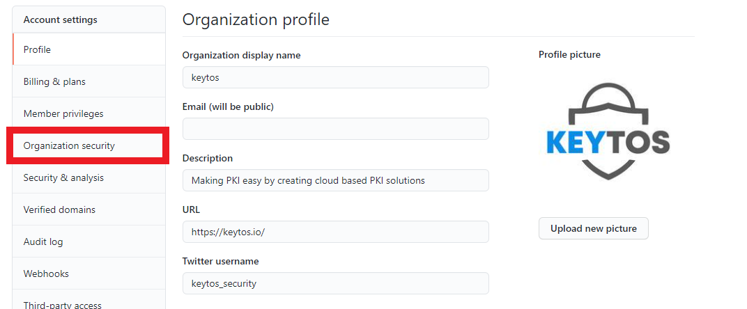 Open GitHub Organization Settings to add your SSH Certificate