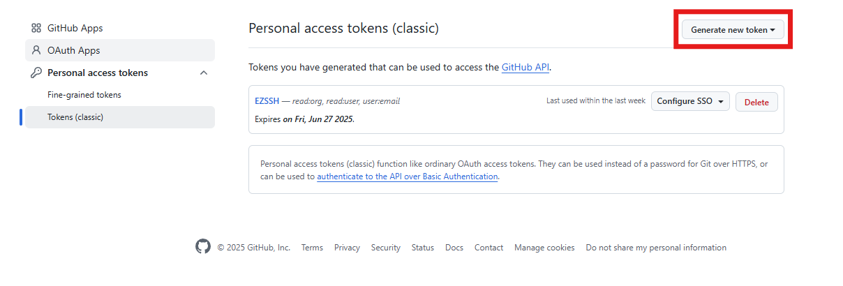 GitHub Create Personal Token