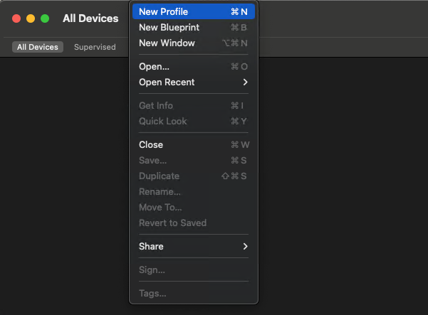 Apple Configurator New Profile