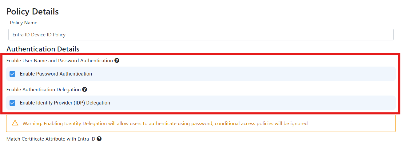 enable Wifi Entra ID Password Authentication