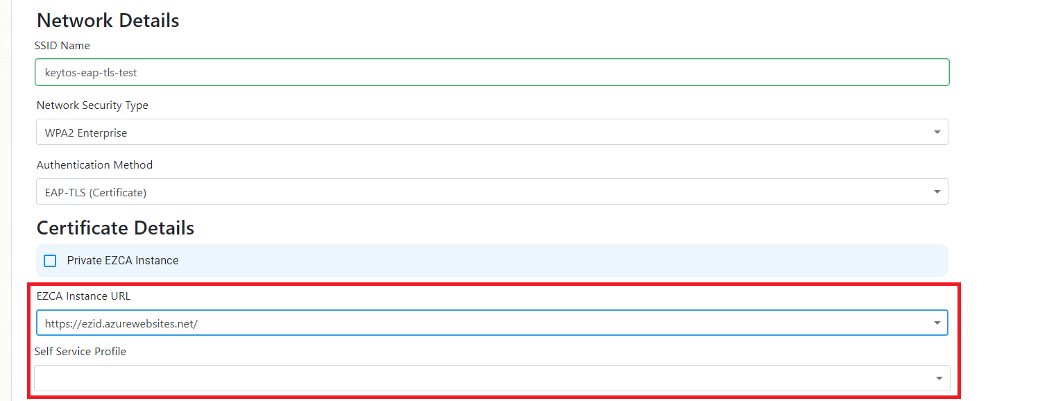 Network Details for EAP-TLS certificate distribution Cloud RADIUS