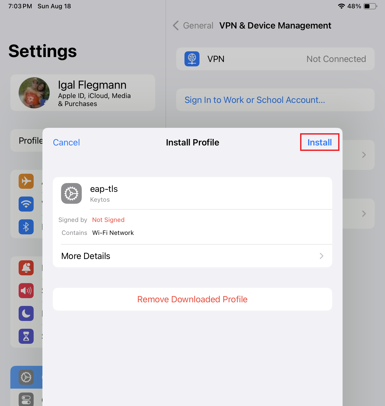 How to Install wifi Profile on iOS