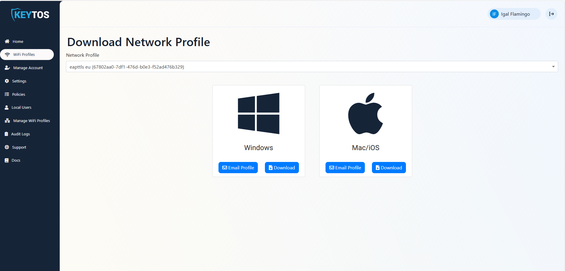 Request Profile from EZRADIUS Portal