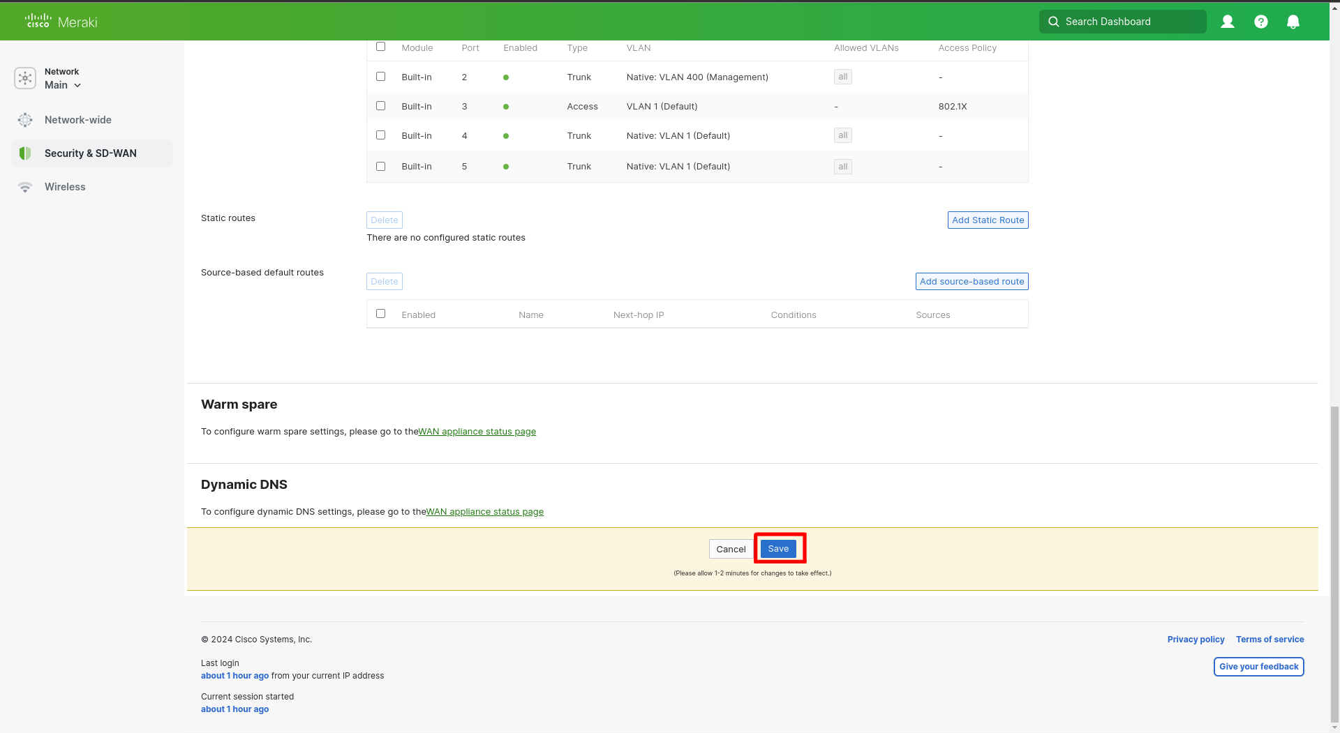 Setup cloud RADIUS authentication for wired ethernet in Meraki network