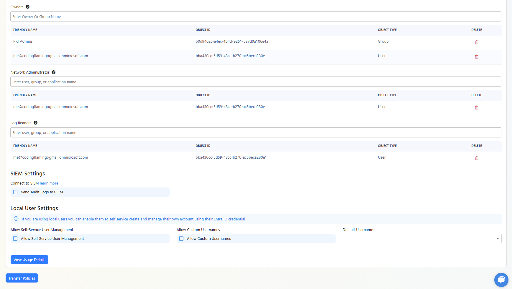 Azure Cloud Radius Transfer Policies