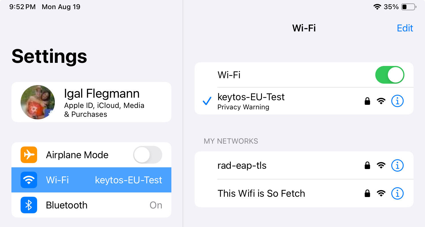 Wi-Fi Profile Installed on iOS