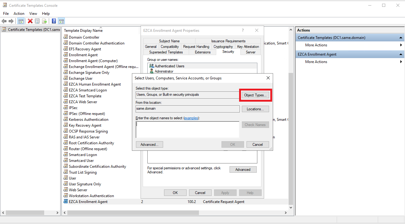 SmartCard Template Permissions